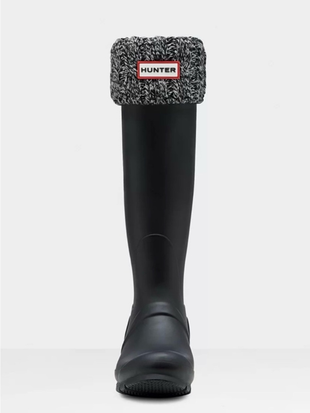 Hunter Tall Black Boot Socks with Marled Gray Cuff Size Large - Picture 4 of 4